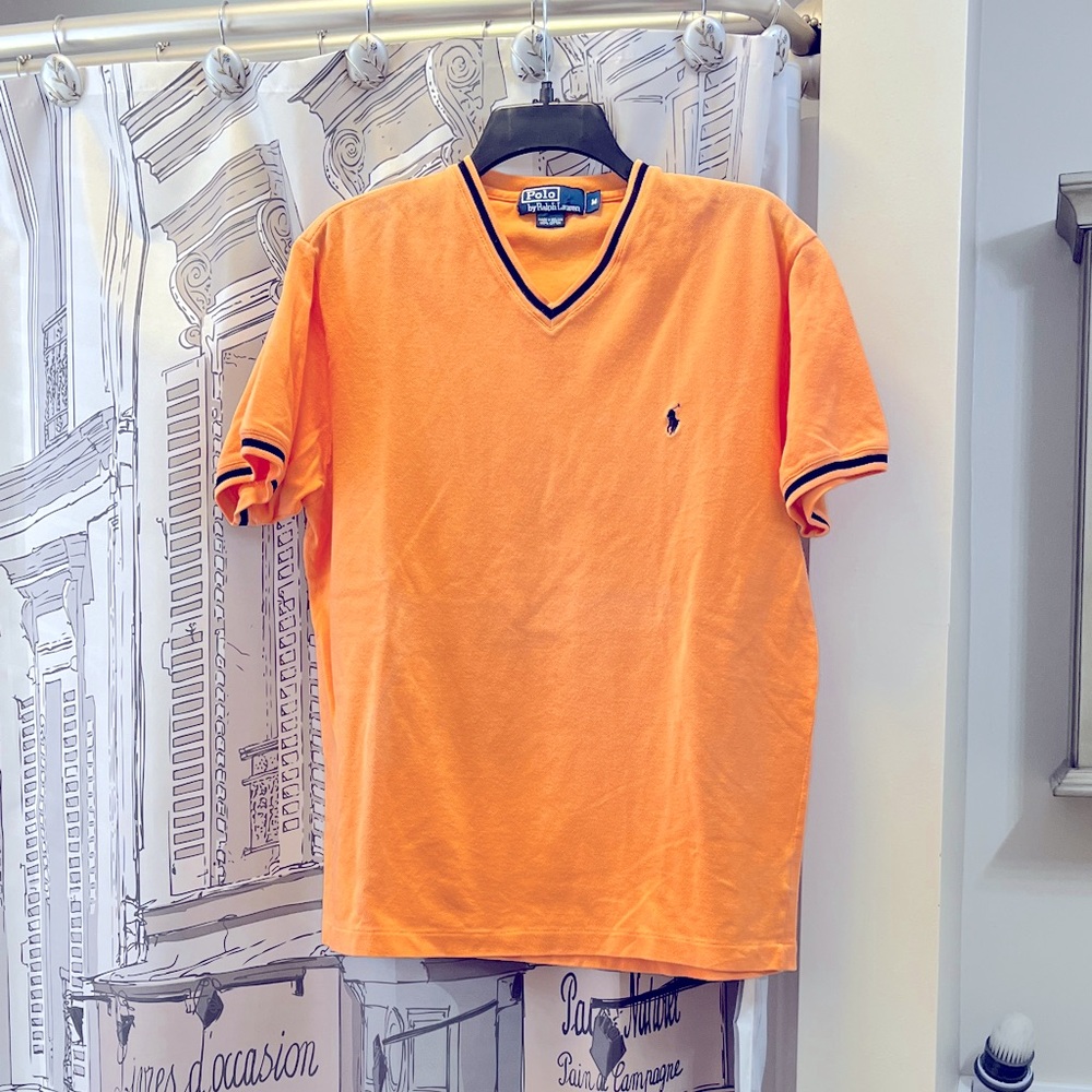 Polo by Ralph Lauren Men's Orange V-Neck Tee